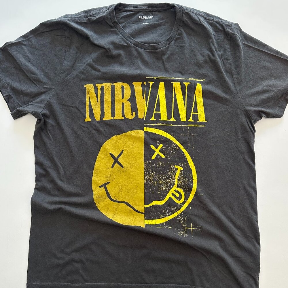 Old Navy Nirvana Graphic T-shirt Large Gray Band Street